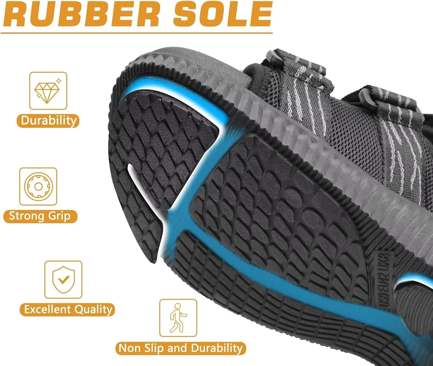 KuaiLu Mens Hiking Sandals with Arch Support Orthopedic Walking Recovery Sandals for Plantar Fasciitis Open Toe Summer Athletic Sport Comfortable Cushion Breathable Outdoor Water Sandals Size7-13