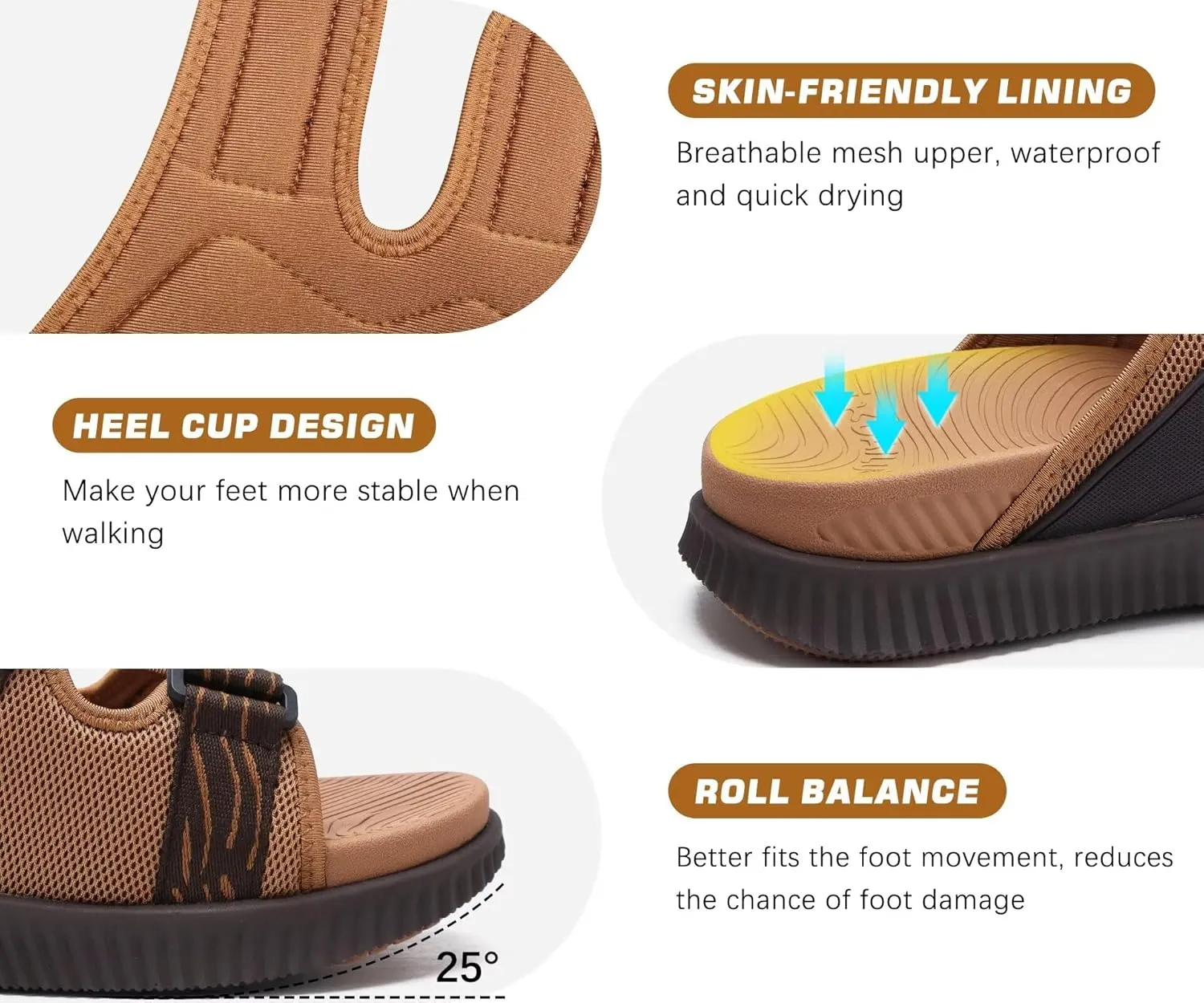 KuaiLu Mens Orthotic Sandals Athletic Thick Cushion Recovery Sport Slides Adjustable Strap Open Toe Walking Sandles With Comfortable Plantar Fasciitis Arch Support