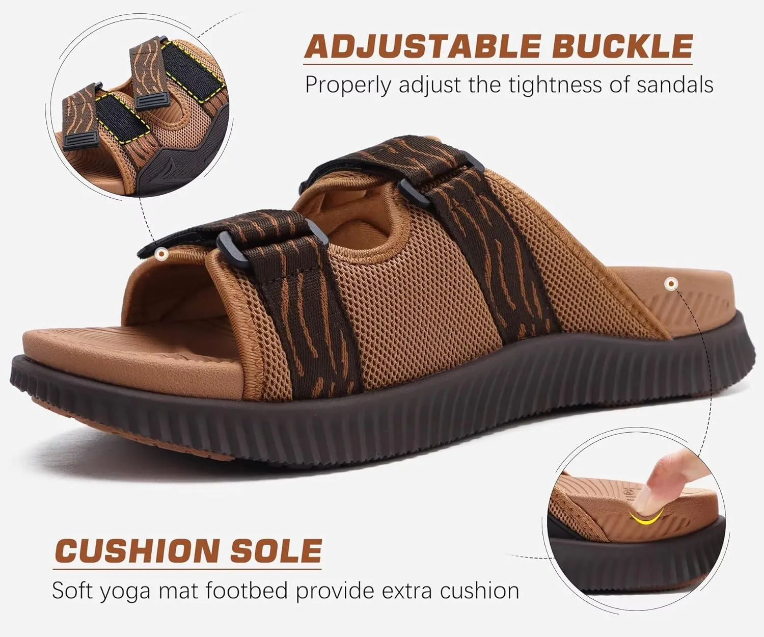KuaiLu Mens Orthotic Sandals Athletic Thick Cushion Recovery Sport Slides Adjustable Strap Open Toe Walking Sandles With Comfortable Plantar Fasciitis Arch Support