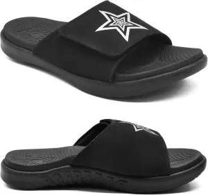 KuaiLu Mens Slides Soft Cushion Sport Sandals with Plantar Fasciitis Arch Support Adjustable Open Toe Summer Slippers Slip on Indoor Outdoor Size 7-15