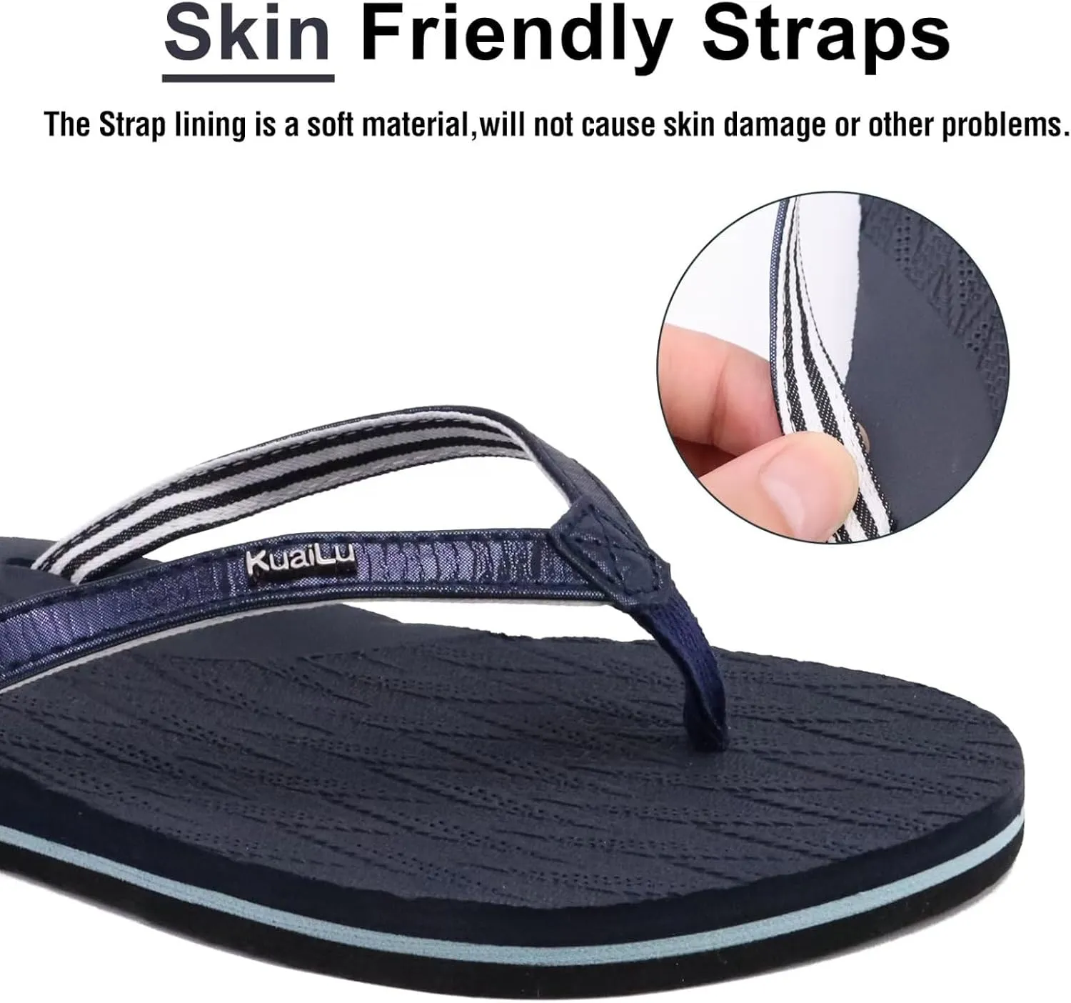 KuaiLu Womens Fashion Flip Flops Ladies Lightweight Summer Beach Yoga Mat Thong Sandals with Comfortable Arch Support