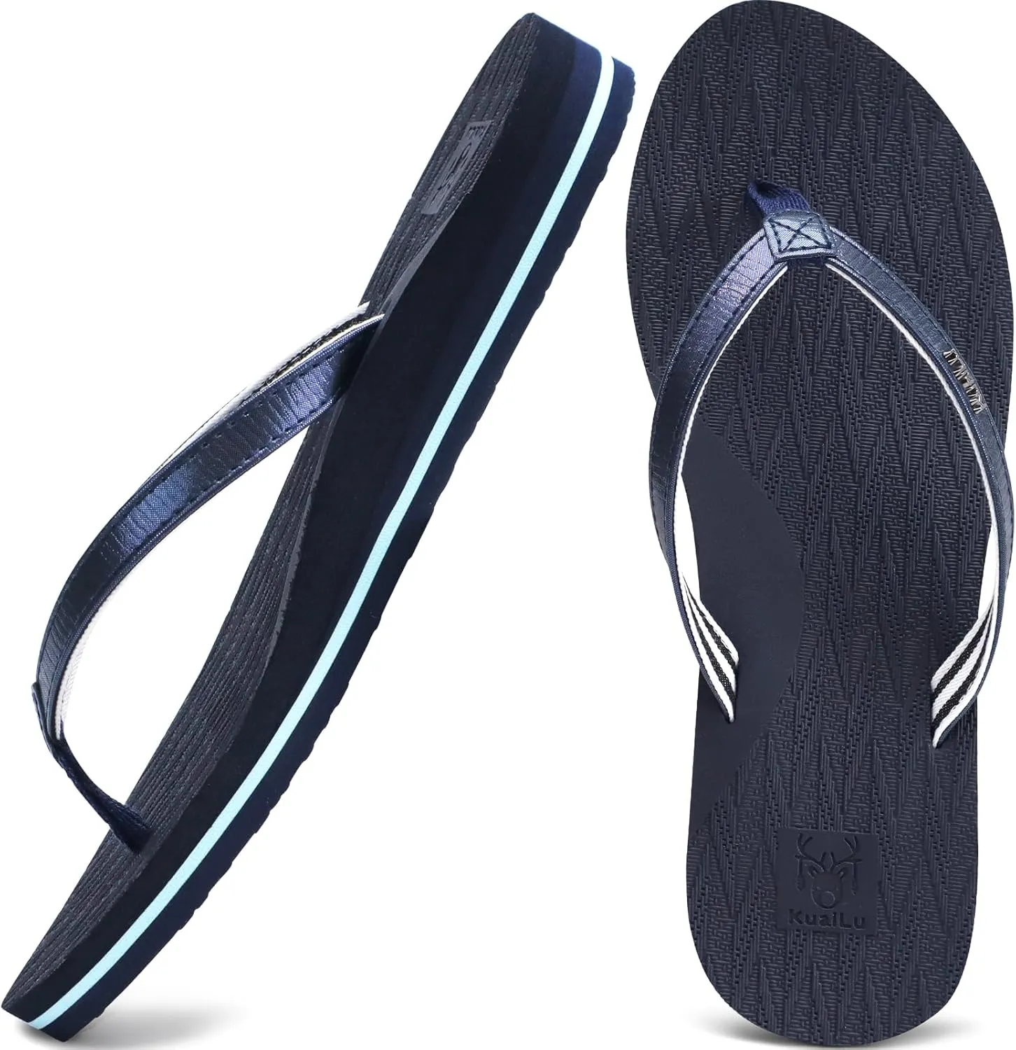 KuaiLu Womens Fashion Flip Flops Ladies Lightweight Summer Beach Yoga Mat Thong Sandals with Comfortable Arch Support
