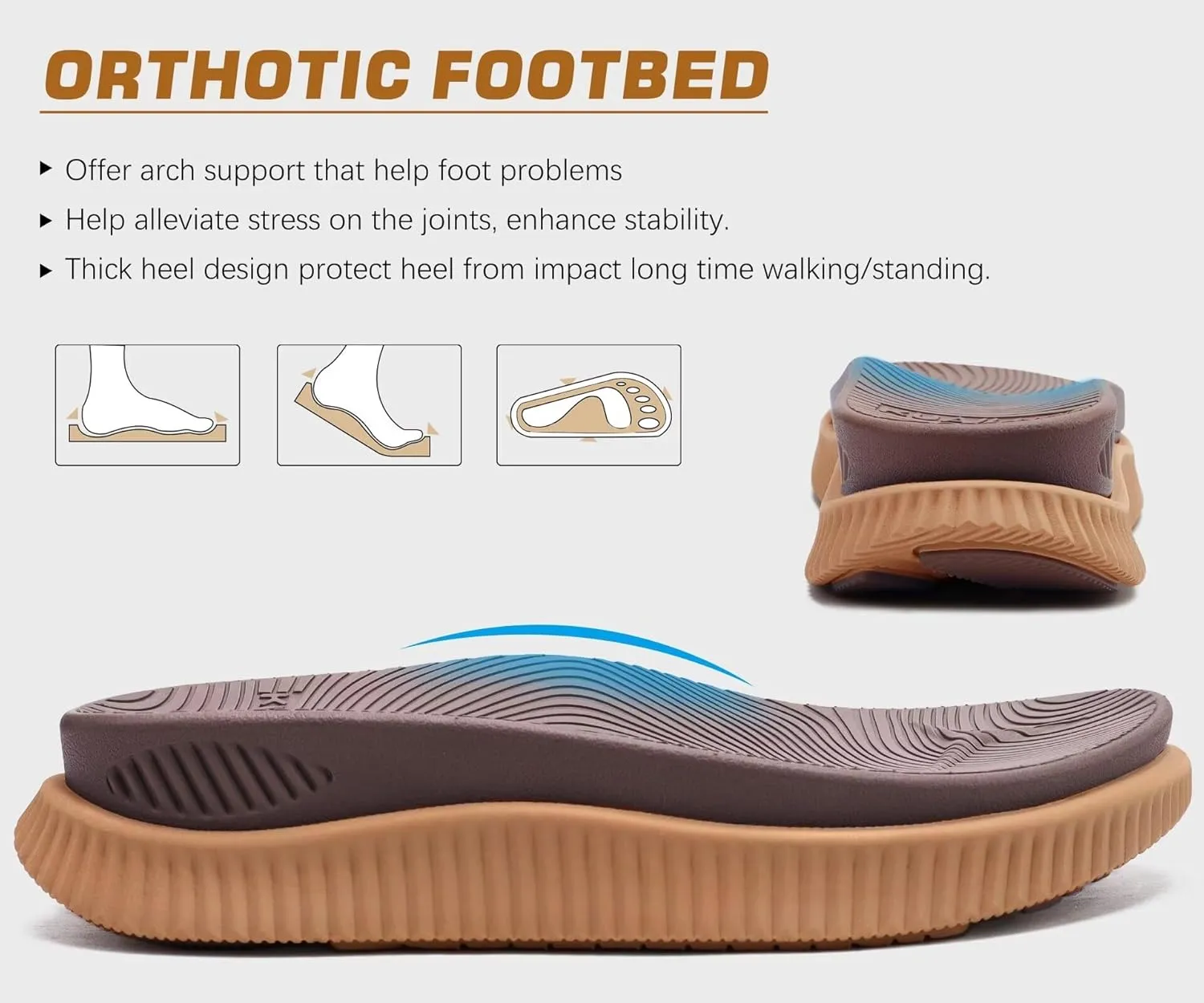 KuaiLu Womens Fashion Orthotic Flip Flops Ladies Athletic Thick Cushion Recovery Thong Sandals Slip On Memory Foam Walking Sandles With Comfortable Plantar Fasciitis Arch Support