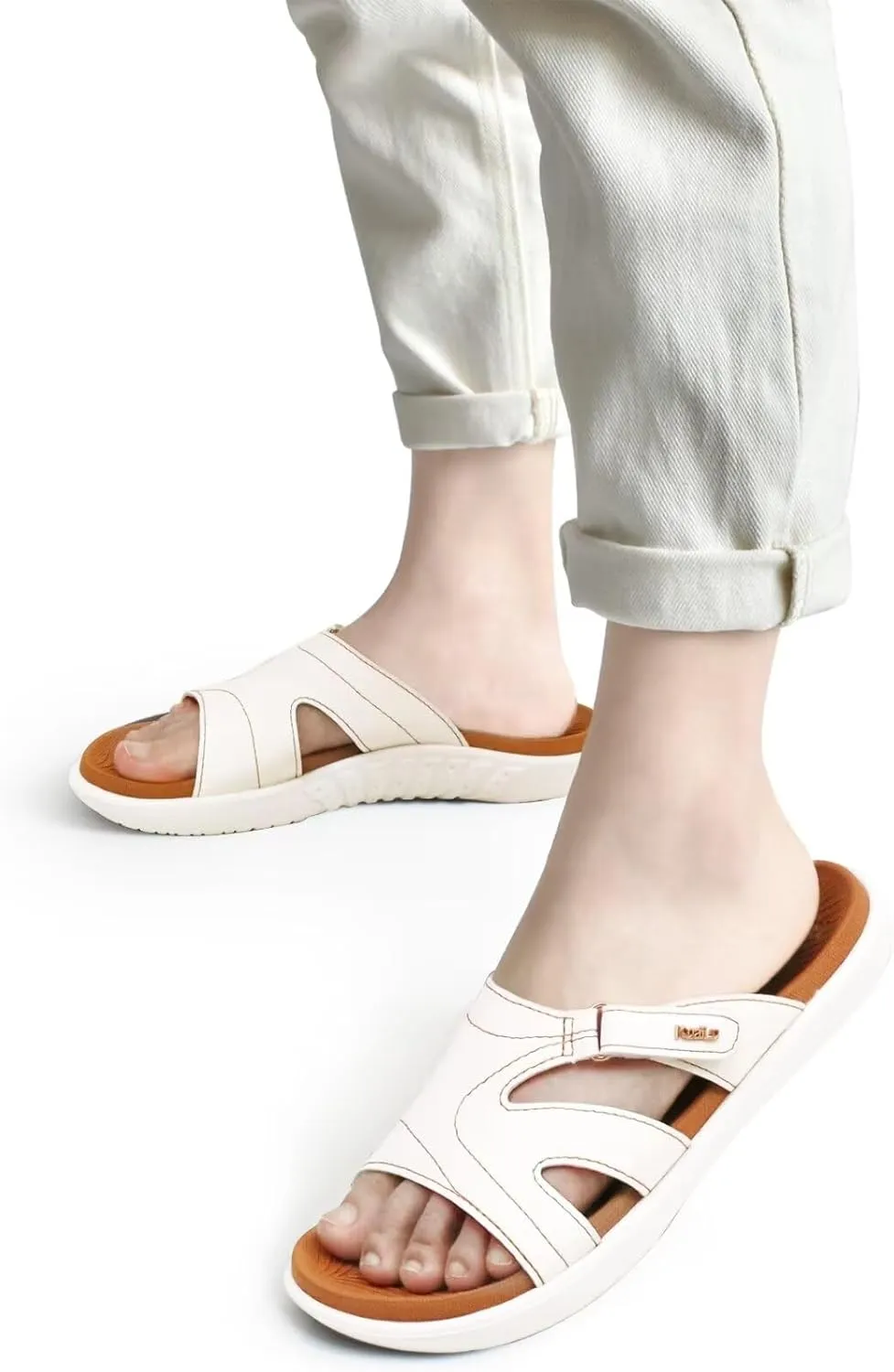 KuaiLu Womens Fashion Orthotic Slides Ladies Lightweight Athletic Yoga Mat Sandals Slip On Thick Cushion Slippers Sandals With Comfortable Plantar Fasciitis Arch Support