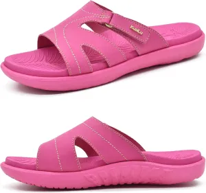 KuaiLu Womens Fashion Orthotic Slides Ladies Lightweight Athletic Yoga Mat Sandals Slip On Thick Cushion Slippers Sandals With Comfortable Plantar Fasciitis Arch Support