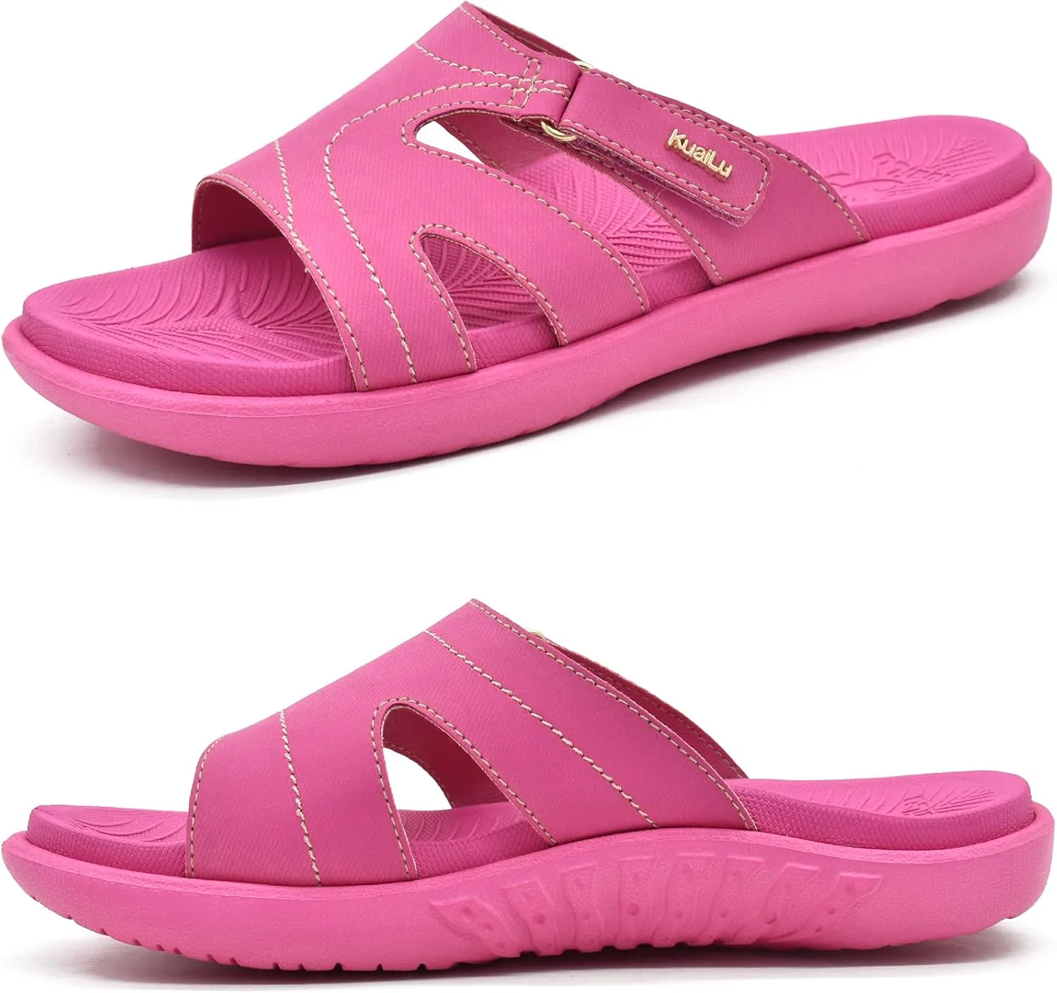 KuaiLu Womens Fashion Orthotic Slides Ladies Lightweight Athletic Yoga Mat Sandals Slip On Thick Cushion Slippers Sandals With Comfortable Plantar Fasciitis Arch Support