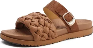 KuaiLu Womens Orthopedic Sandals Comfortable Arch Support Fashion Summer Beach Dressy Sandals With Leather Braided Adjustable Open Toe Cushion Travel Outdoor Plantar Fasciitis Shoes US Size5-11