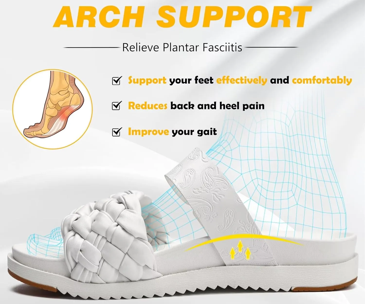 KuaiLu Womens Orthopedic Sandals Comfortable Arch Support Fashion Summer Beach Dressy Sandals With Leather Braided Adjustable Open Toe Cushion Travel Outdoor Plantar Fasciitis Shoes US Size5-11