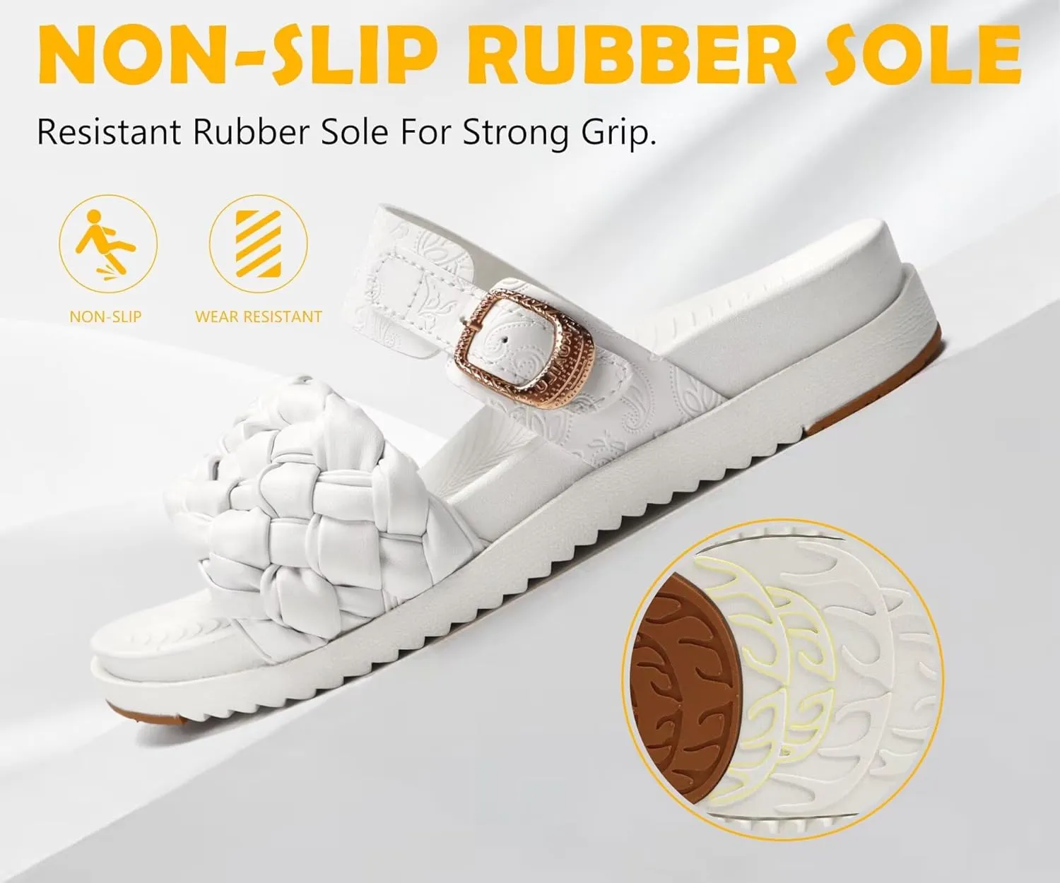 KuaiLu Womens Orthopedic Sandals Comfortable Arch Support Fashion Summer Beach Dressy Sandals With Leather Braided Adjustable Open Toe Cushion Travel Outdoor Plantar Fasciitis Shoes US Size5-11