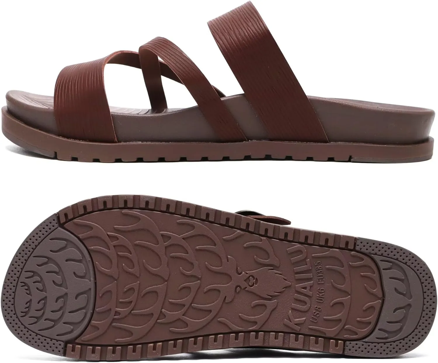 KuaiLu Womens Orthopedic Sandals With Comfortable Arch Support Cushion Yoga Mat Slides Fashion Summer Beach Flat Sandles Adjustable Open Toe Travel Outdoor Plantar Fasciitis Flip Flops US Size 5-11