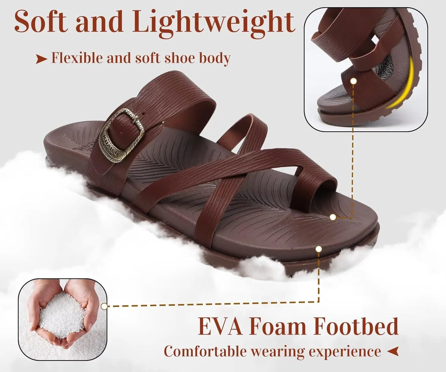 KuaiLu Womens Orthopedic Sandals With Comfortable Arch Support Cushion Yoga Mat Slides Fashion Summer Beach Flat Sandles Adjustable Open Toe Travel Outdoor Plantar Fasciitis Flip Flops US Size 5-11