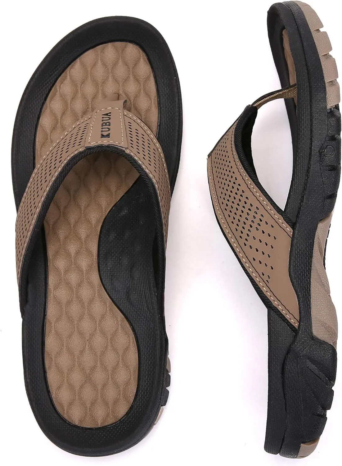 KUBUA Men's Beach Flip-Flops Water Sandals Outdoor Athletic Thong Sandal Slippers