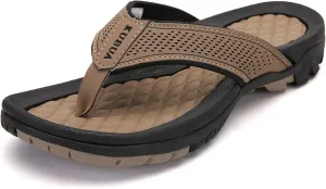 KUBUA Men's Beach Flip-Flops Water Sandals Outdoor Athletic Thong Sandal Slippers