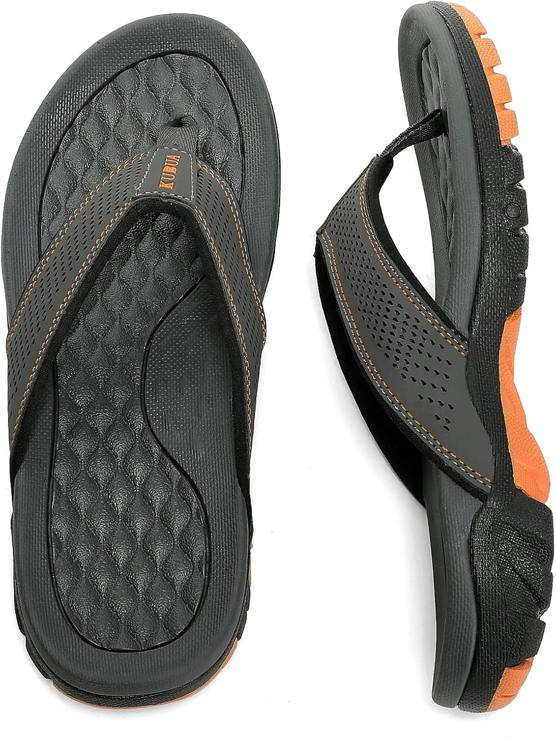 KUBUA Men's Beach Flip-Flops Water Sandals Outdoor Athletic Thong Sandal Slippers