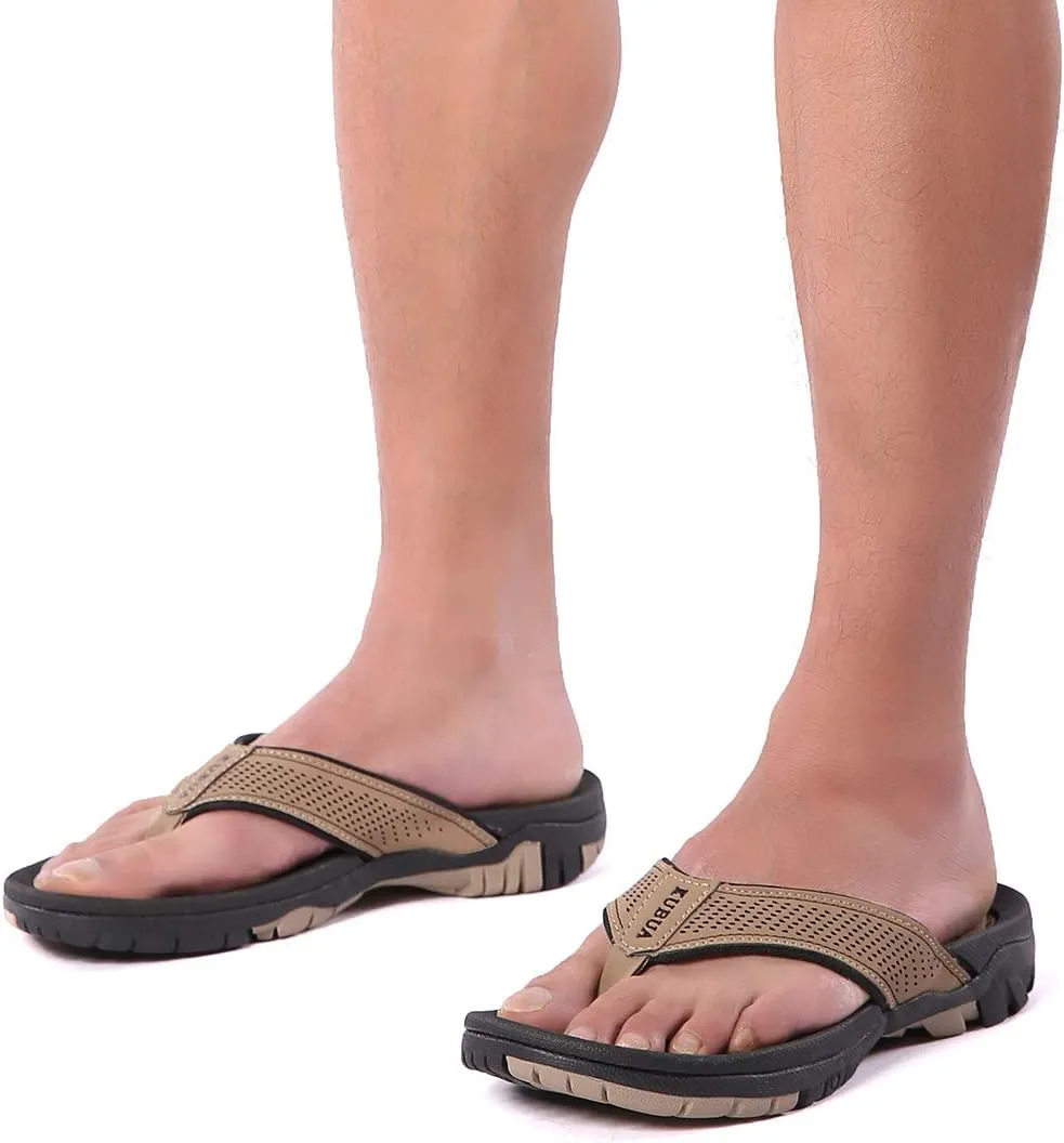 KUBUA Men's Beach Flip-Flops Water Sandals Outdoor Athletic Thong Sandal Slippers