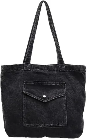 Large Capacity Retro Denim Messenger Bag, Vintage Casual Fashion Jean Shoulder Tote, Novelty Canvas Satchel Hobo Handbag