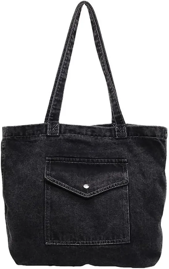 Large Capacity Retro Denim Messenger Bag, Vintage Casual Fashion Jean Shoulder Tote, Novelty Canvas Satchel Hobo Handbag
