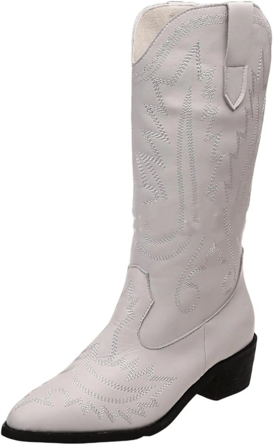 Lausiuoe Boots For Women Knee High Wide Width Cowboy Boots Western Fashion Embroidered Wide Calf Chunky Cowgirl Boots