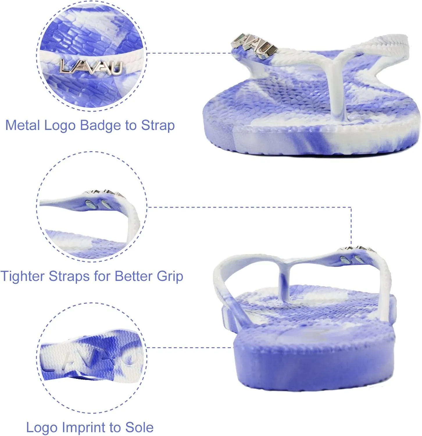 LAVAU Women Waterproof Flip Flops, Shower & Water No-Slip Sandals for Pool and Beach