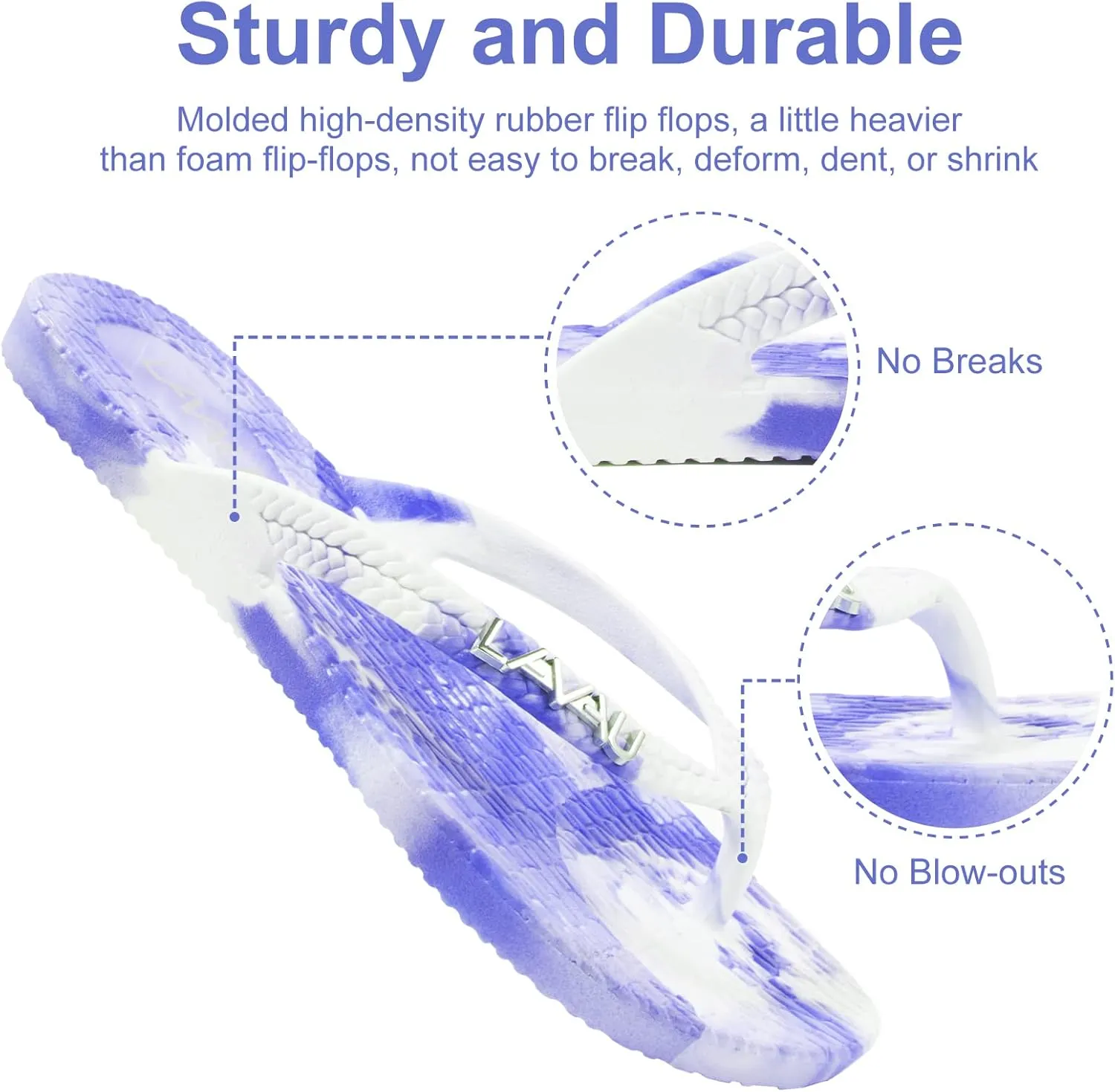 LAVAU Women Waterproof Flip Flops, Shower & Water No-Slip Sandals for Pool and Beach