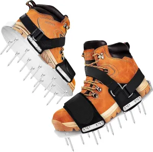 Lawn Aerator Shoes, Aluminum Soleplate Sandals with Stainless Steel Spikes Aeration Shoes, All Straps Assembled with Rivets, Adjustable Grass Aerarator Shoes