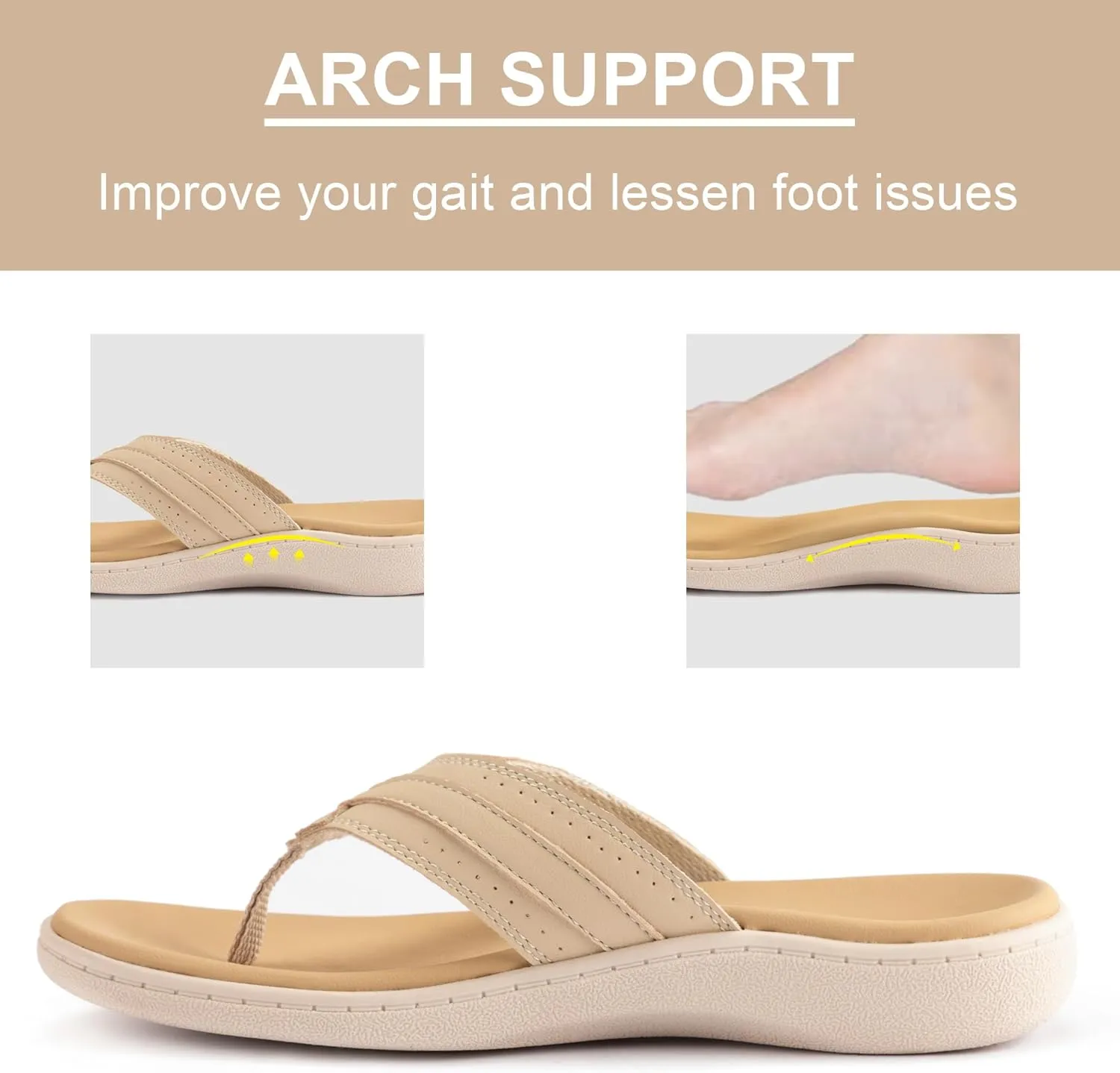 LazyStep Women's Orthotic Slide Sandals, Lightweight Flip Flops, Athletic Slip On with Arch Support