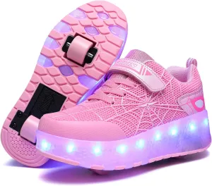 LED Light-Up Kids Roller Sneakers - Boys & Girls Adjustable Roller Shoes for Sports, Birthday, Christmas & Performance Gifts