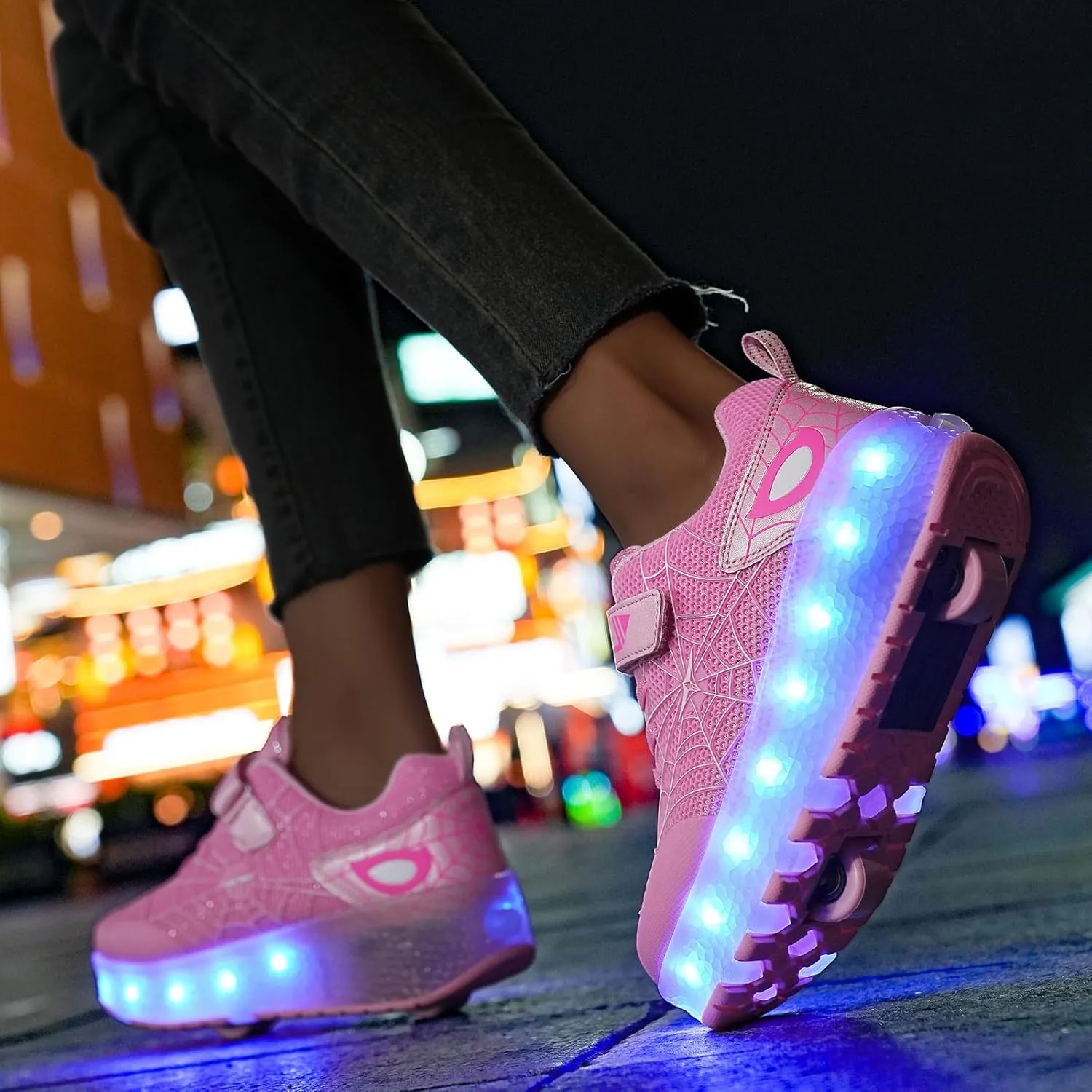 LED Light-Up Kids Roller Sneakers - Boys & Girls Adjustable Roller Shoes for Sports, Birthday, Christmas & Performance Gifts