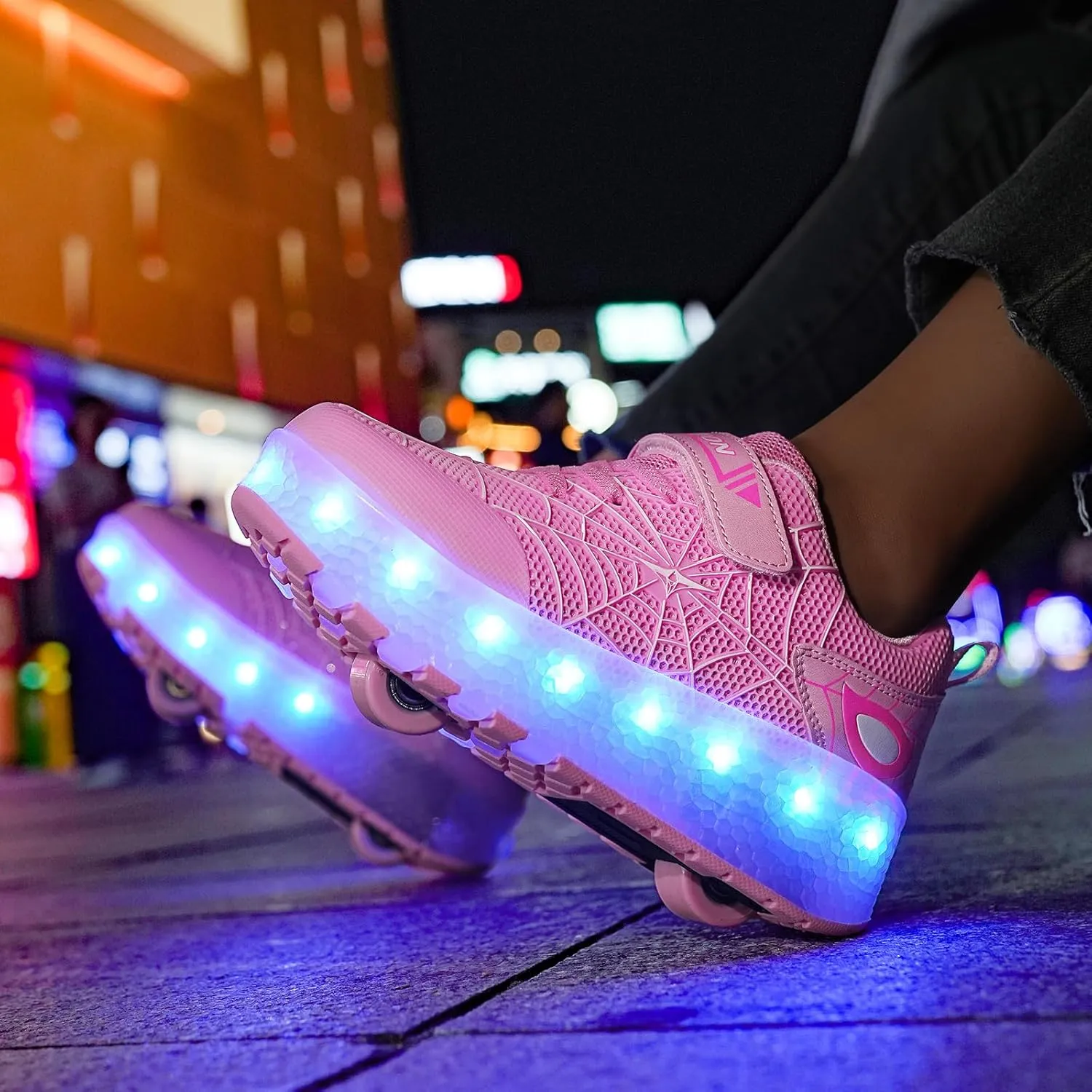 LED Light-Up Kids Roller Sneakers - Boys & Girls Adjustable Roller Shoes for Sports, Birthday, Christmas & Performance Gifts