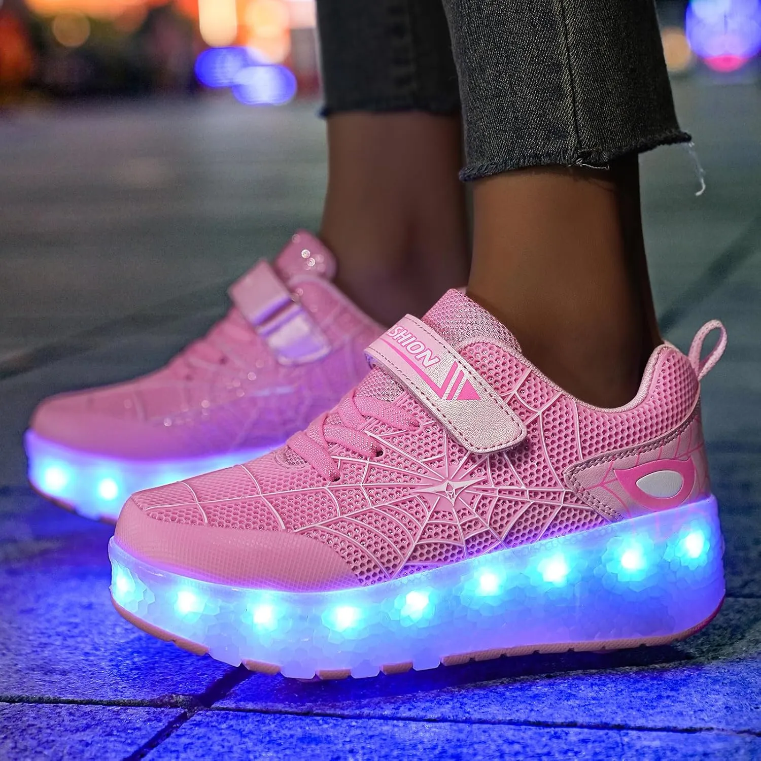 LED Light-Up Kids Roller Sneakers - Boys & Girls Adjustable Roller Shoes for Sports, Birthday, Christmas & Performance Gifts