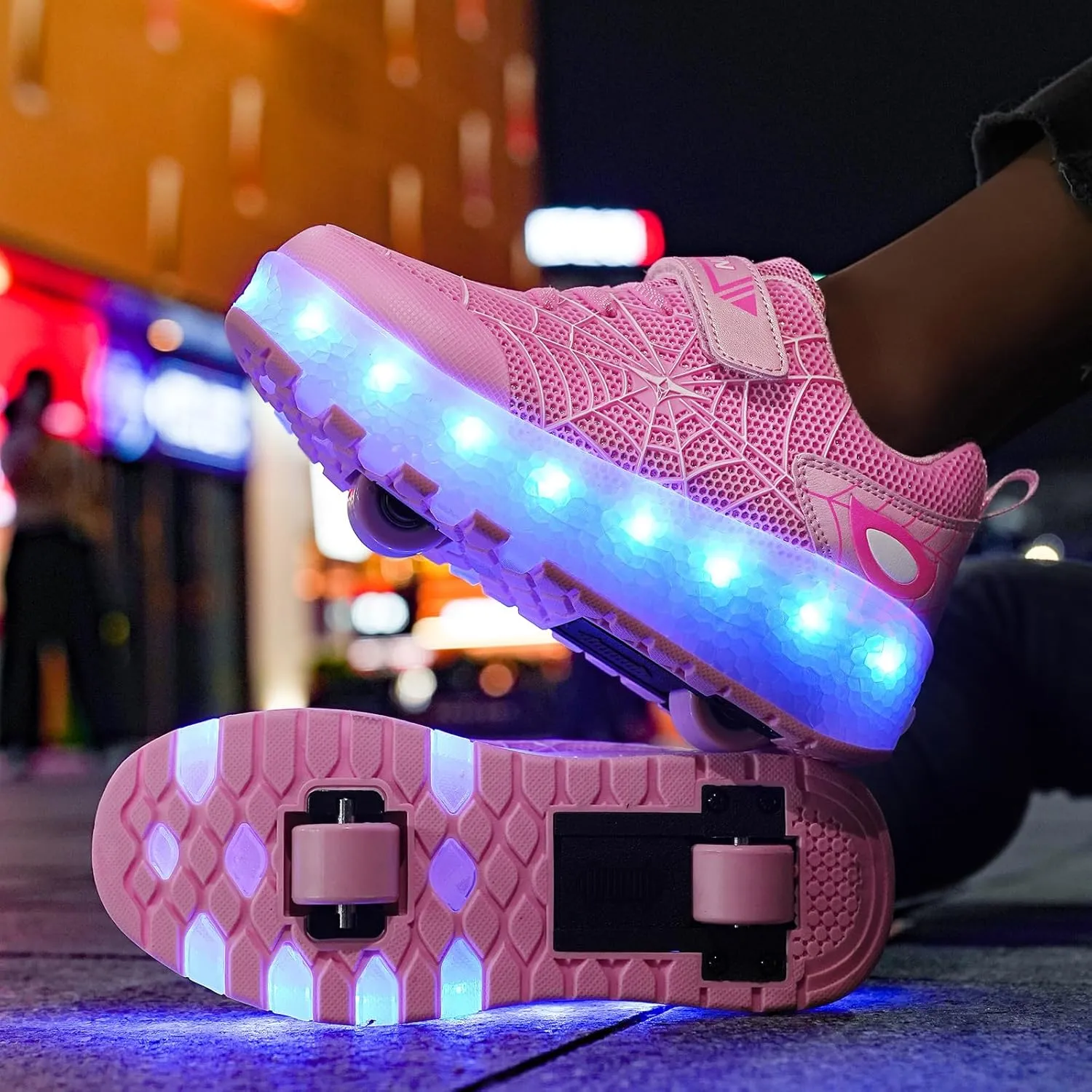 LED Light-Up Kids Roller Sneakers - Boys & Girls Adjustable Roller Shoes for Sports, Birthday, Christmas & Performance Gifts