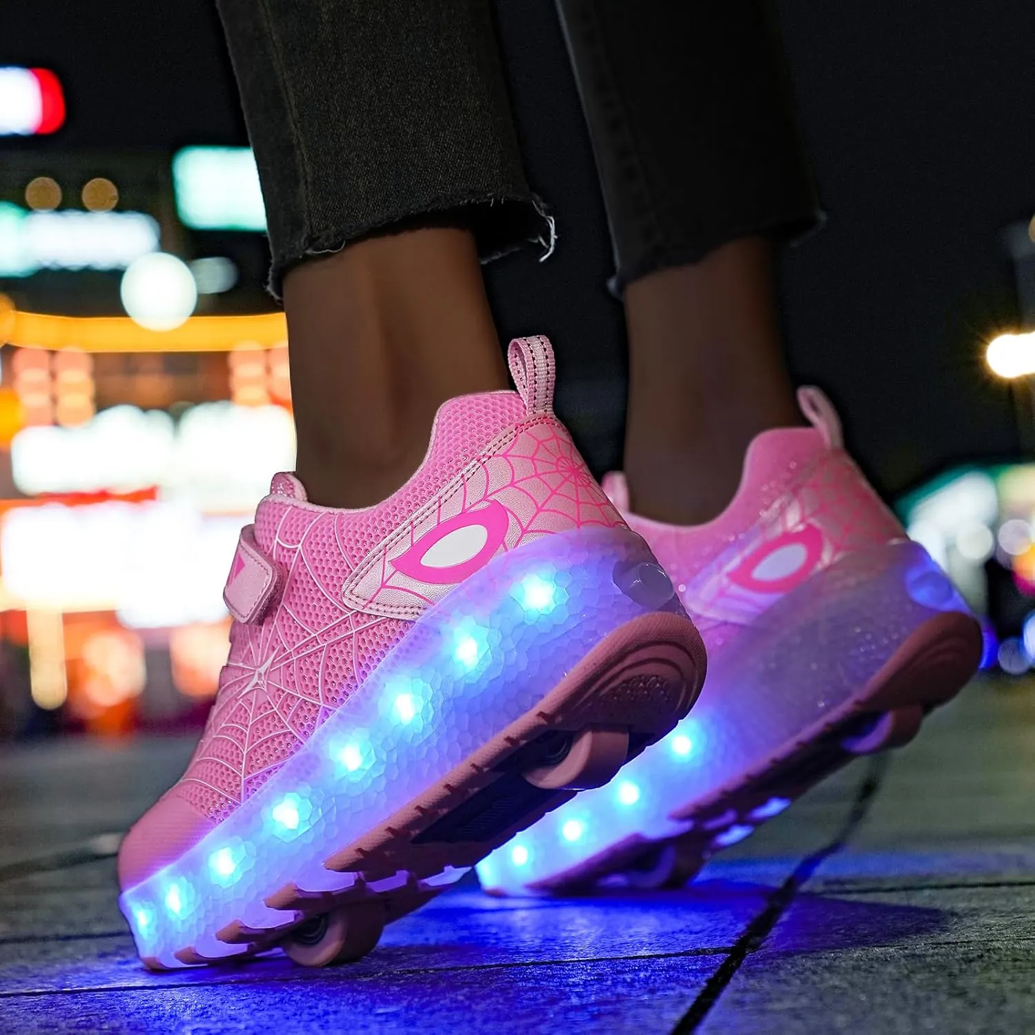 LED Light-Up Kids Roller Sneakers - Boys & Girls Adjustable Roller Shoes for Sports, Birthday, Christmas & Performance Gifts
