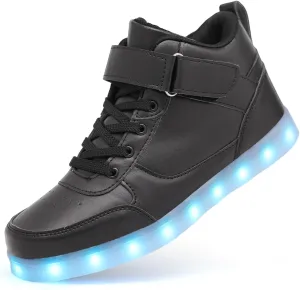 LED Unisex Light Up Shoes High Top Luminous Flashing USB Charging Lace Up Couples Sneakers for Women Men
