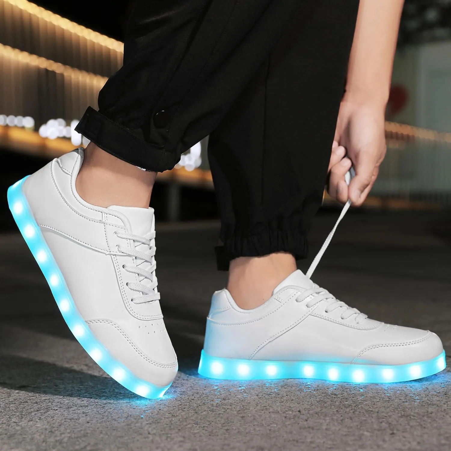 LED Unisex Light Up Shoes High Top Luminous Flashing USB Charging Lace Up Couples Sneakers for Women Men