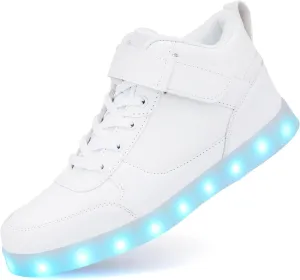 LED Unisex Light Up Shoes High Top Luminous Flashing USB Charging Lace Up Couples Sneakers for Women Men