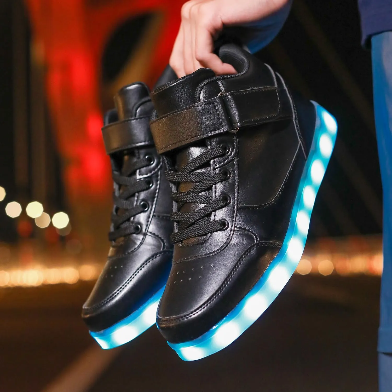 LED Unisex Light Up Shoes High Top Luminous Flashing USB Charging Lace Up Couples Sneakers for Women Men