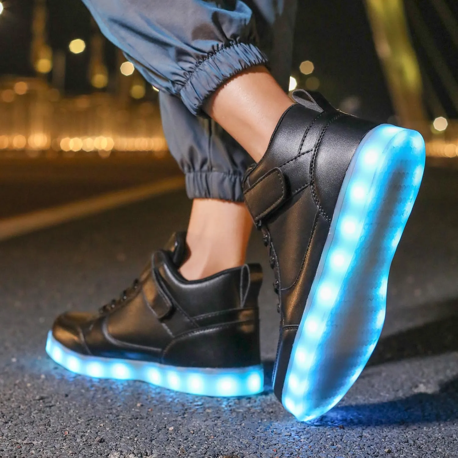 LED Unisex Light Up Shoes High Top Luminous Flashing USB Charging Lace Up Couples Sneakers for Women Men