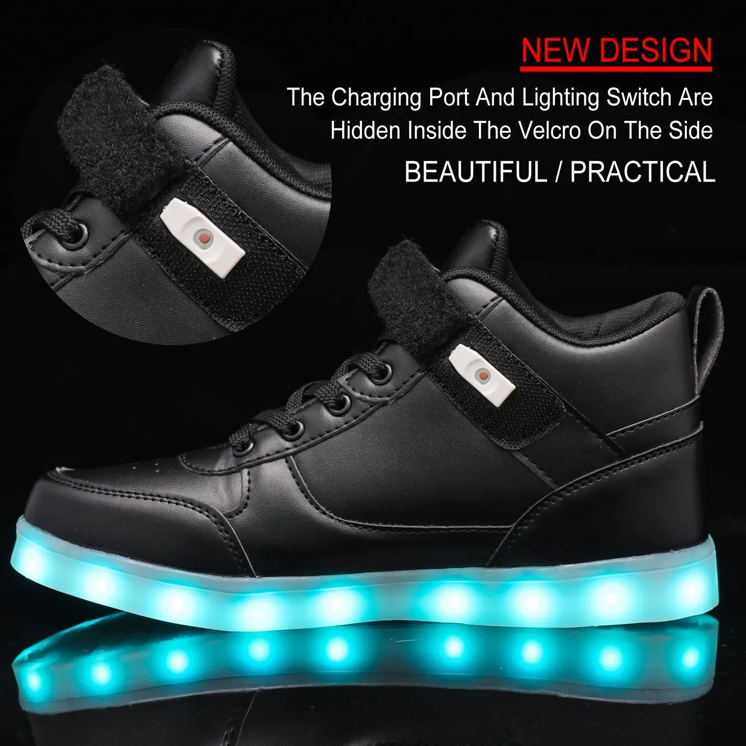 LED Unisex Light Up Shoes High Top Luminous Flashing USB Charging Lace Up Couples Sneakers for Women Men