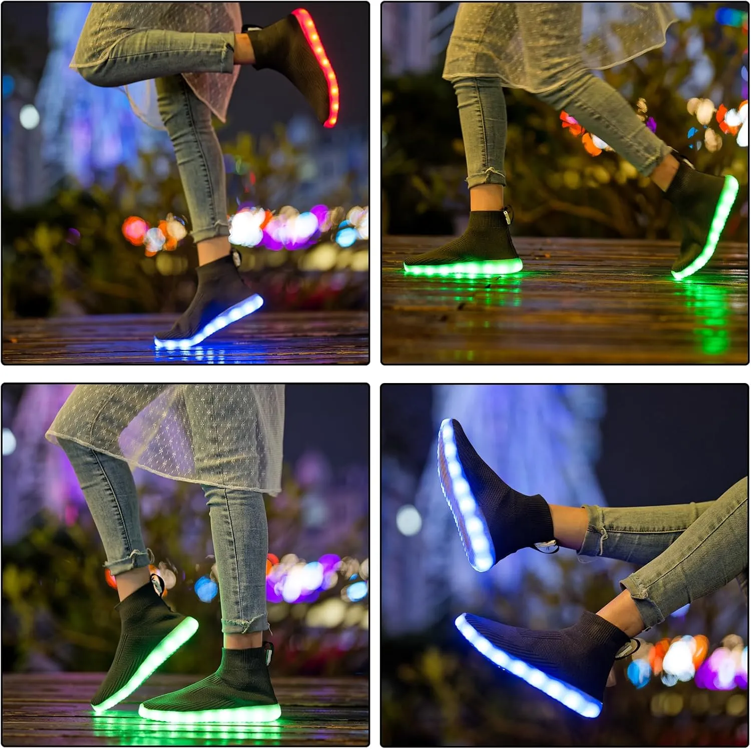 Light Up Shoes for Women Men USB Charging Unisex LED Shoes Halloween Flashing Dancing Sneakers with Mesh Uppers Black
