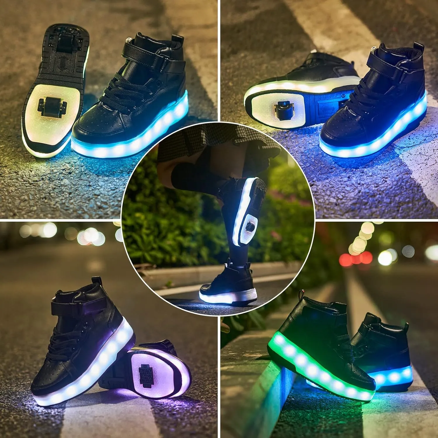 Light Up Shoes LED Roller Skate Shoes Wheels Boys Girls Sneakers Outdoor Slip On Kids Sneakers for Children Kids Gift