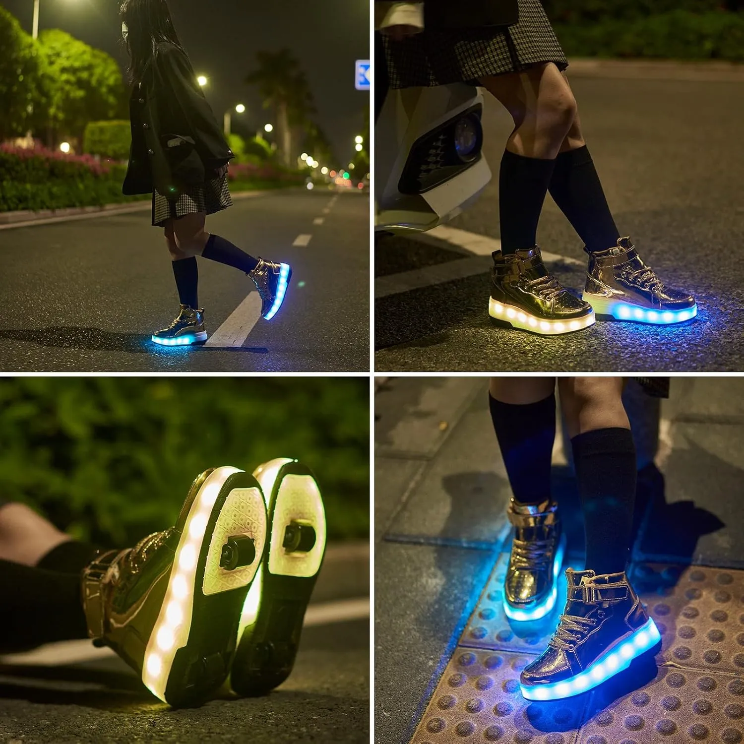 Light Up Shoes LED Roller Skate Shoes Wheels Boys Girls Sneakers Outdoor Slip On Kids Sneakers for Children Kids Gift
