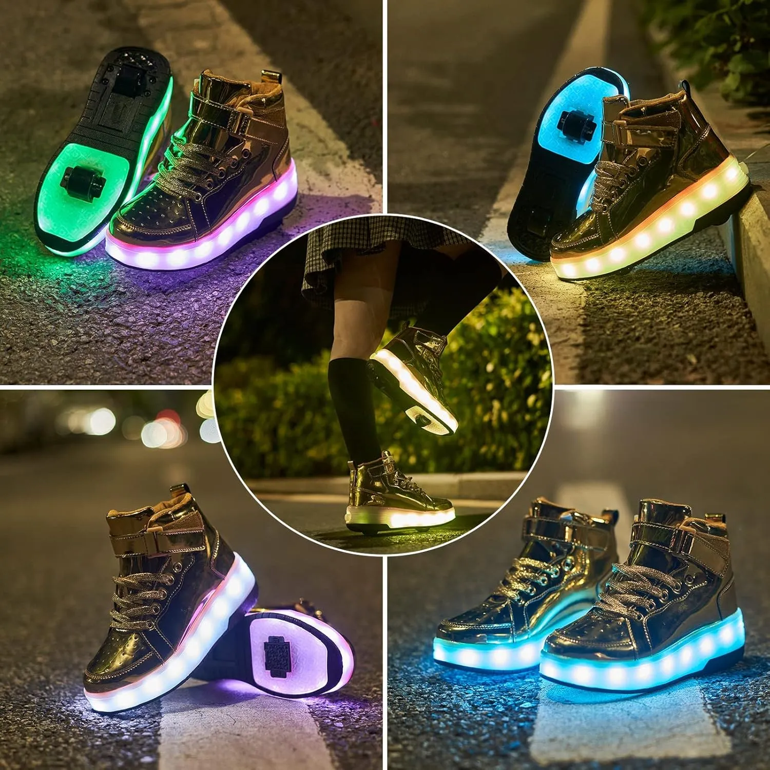 Light Up Shoes LED Roller Skate Shoes Wheels Boys Girls Sneakers Outdoor Slip On Kids Sneakers for Children Kids Gift