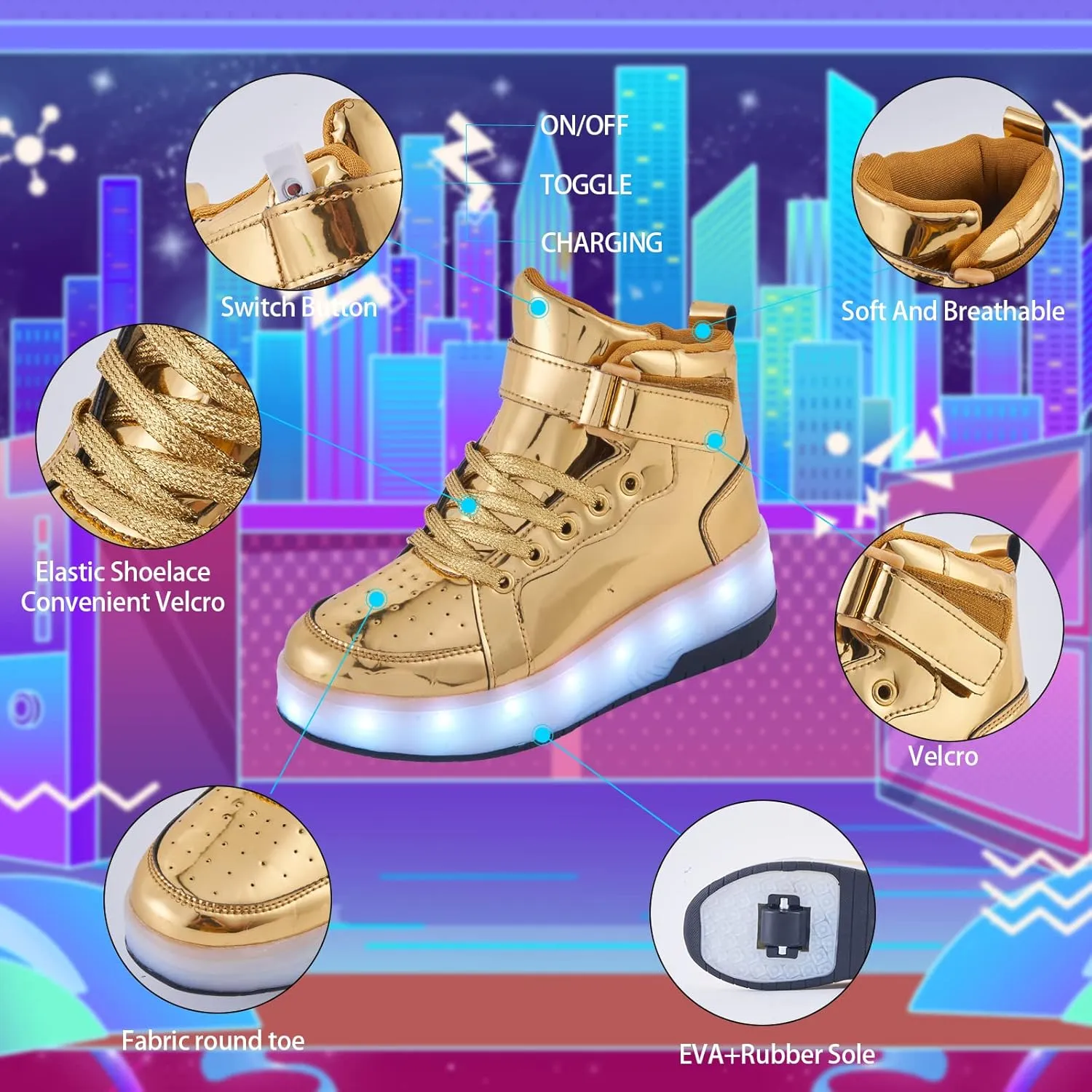 Light Up Shoes LED Roller Skate Shoes Wheels Boys Girls Sneakers Outdoor Slip On Kids Sneakers for Children Kids Gift