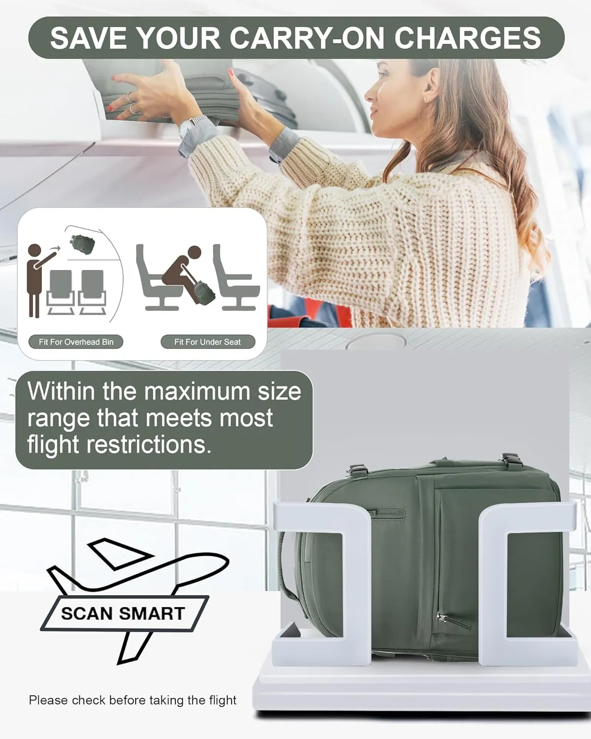 Lightweight Travel Backpack for Women Men Mochila de Viaje Luggage Backpack with USB Charging Port & Shoe Pouch Airline Approved Personal Item Travel Bag Waterproof Utility Backpack(Green)
