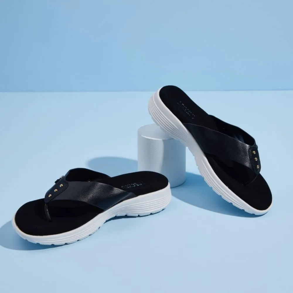 LRECHEU Wedge Flip Flops Sandals for Women, Lightweight Casual Thong Sandals Like Walking On Clouds