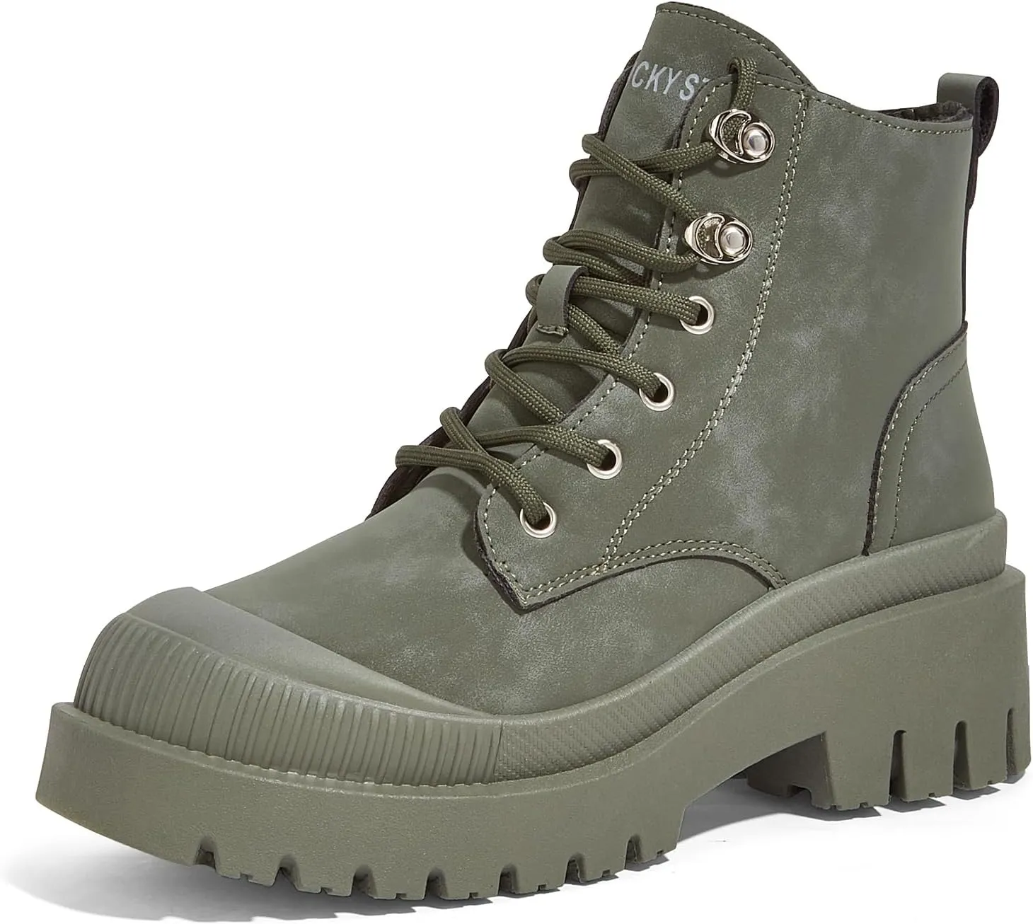 LUCKY STEP Women's Platform Ankle Boots Zipper Fashion Combat Thick Lug Sole Durable Chunky Wedge Booties Shoes
