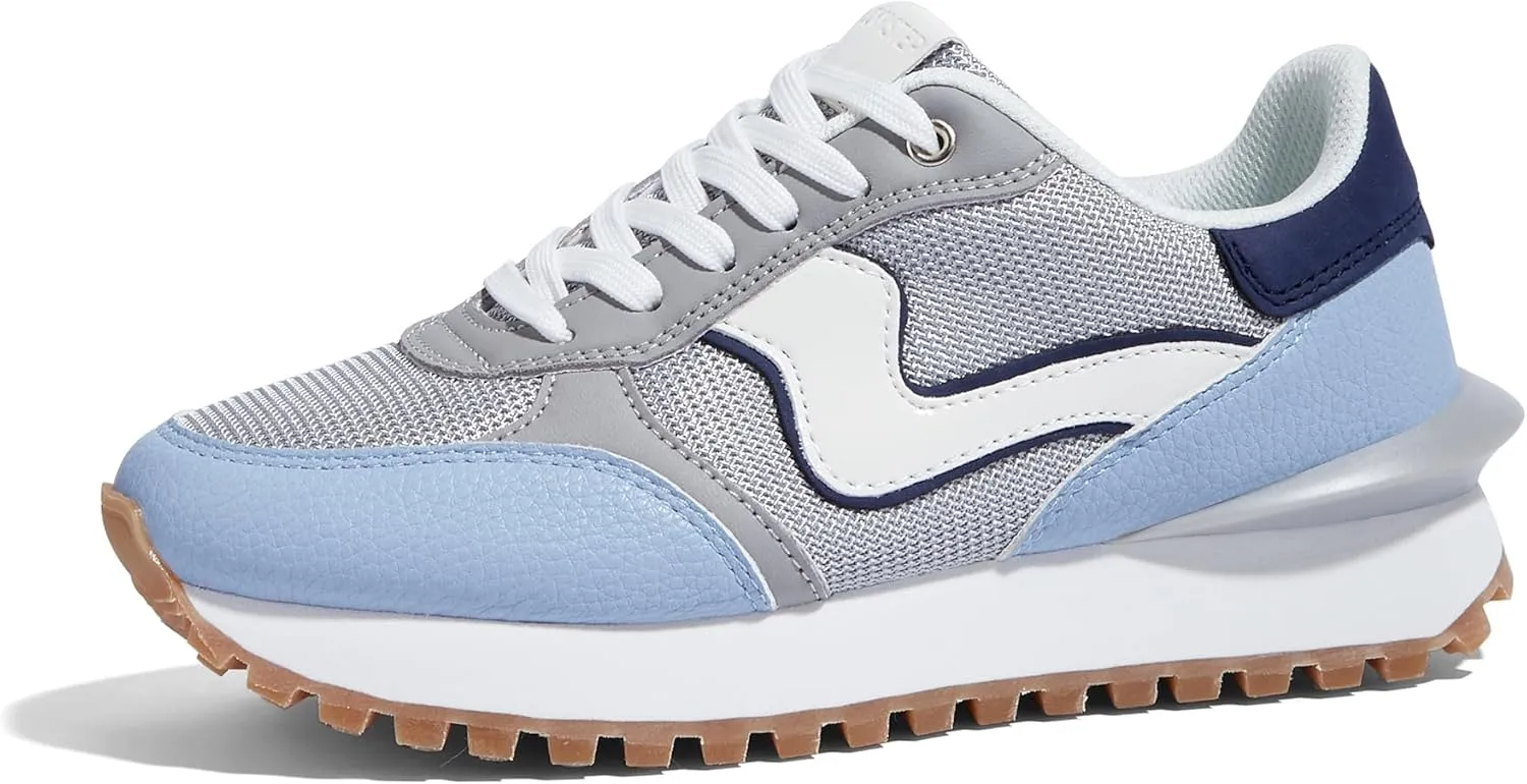 LUCKY STEP Women's Platform Fashion Sneakers Tennis Retro Walking Casual Trainers Stylish Durable Deluxe Skate Running Shoes