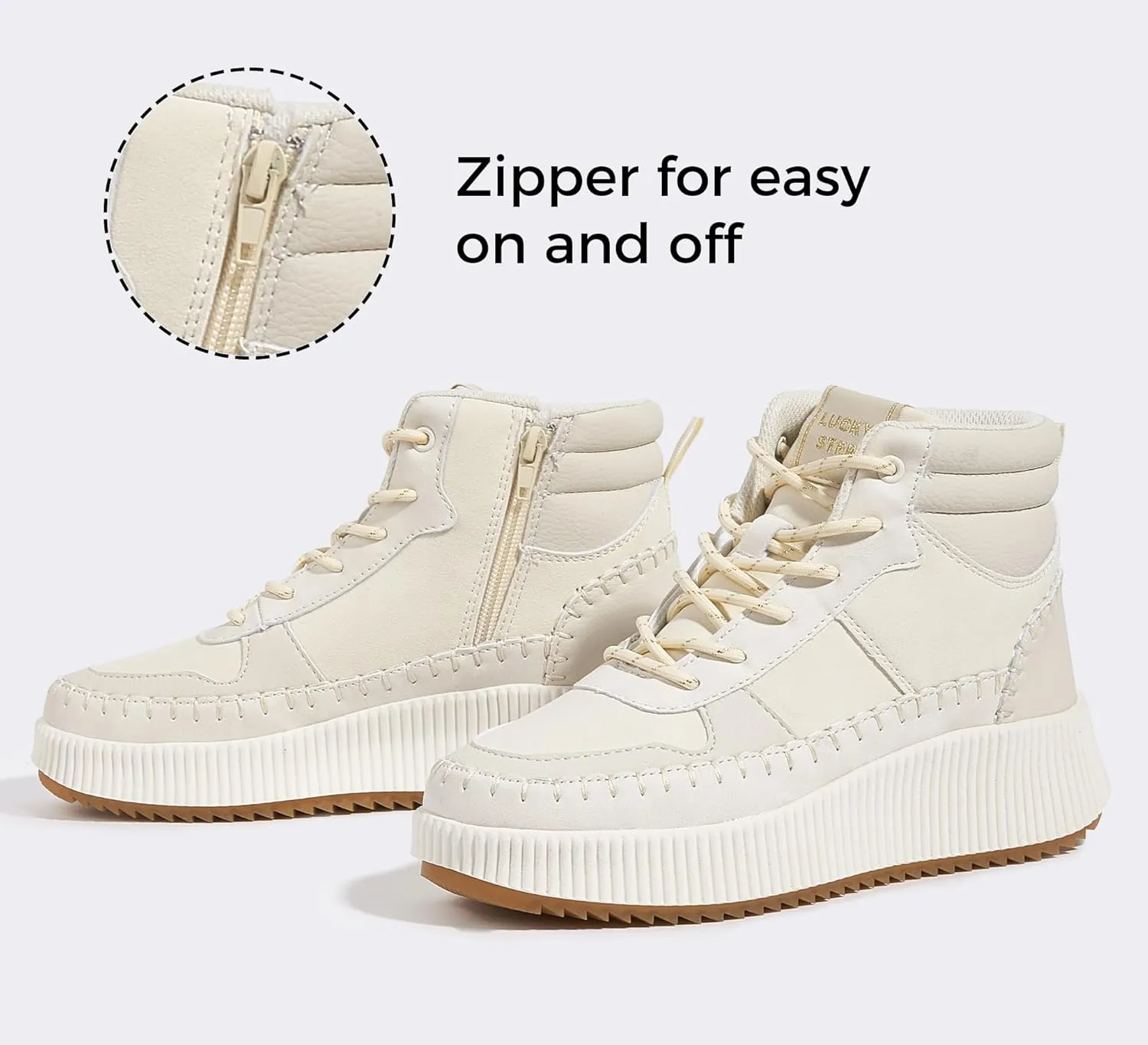 LUCKY STEP Women's Platform High Top Sneakers Fashion Zipper Woven Chunky Ankle Boots Casual Tennis Retro Braided Walking Shoes