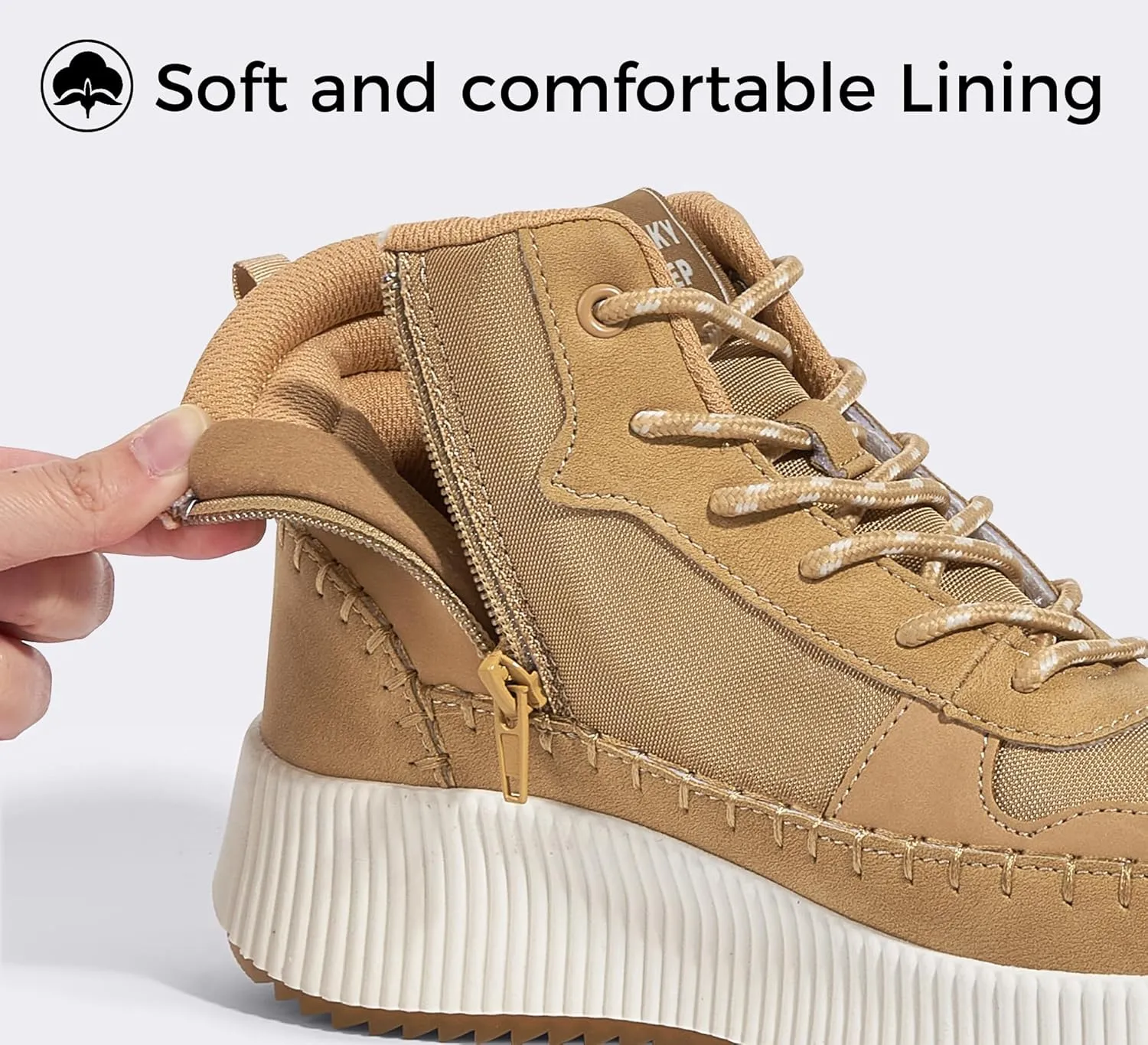 LUCKY STEP Women's Platform High Top Sneakers Fashion Zipper Woven Chunky Ankle Boots Casual Tennis Retro Braided Walking Shoes