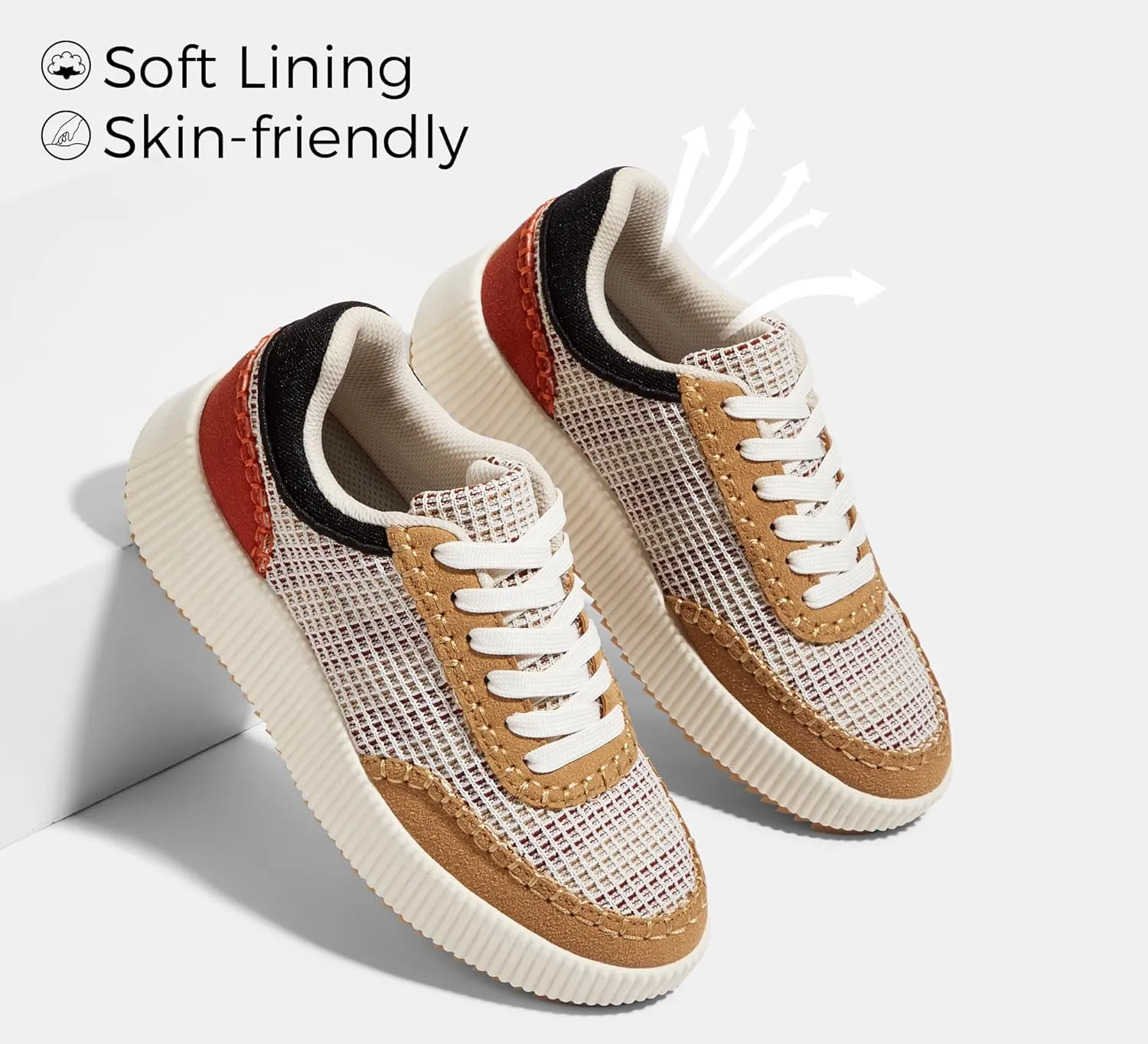 LUCKY STEP Women's Platform Sneakers Retro Braided Fashion Casual Chunky Shoes Breathable Durable Non Slip Walking Footwear
